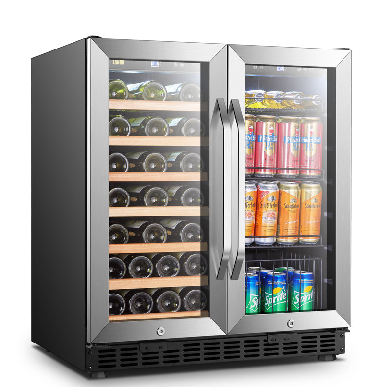 Lanbo 33 Bottle and 70 Can Dual Zone Freestanding Wine and Beverage